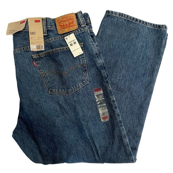Levi’s 505 REGULAR FIT Jeans Big & Tall 48X30 Blue Medium Wash 100% Cotton NEW - Picture 1 of 8